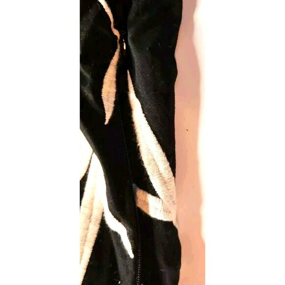 Womens Top Talbots Black White Leaf floral Cotton Blend 3/4 Sleeve Size 10 - Picture 4 of 8